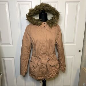 Womans H&M Divided Pink Fur Hooded Jacket